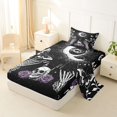 thumbnail image 2 of Castle Fairy Boho Skull Skeleton Hand Twin Sheets 3pcs,Gothic Moon Butterfly Flowers Bedding,Purple Black,1 Fitted Sheet,1 Flat Sheet and 1 Pillowcase, 2 of 6
