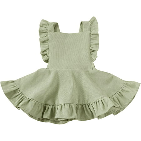 

QWZNDZGR Toddler Tutu Dress Infant Sleeveless Vest Skirt Baby Backless Cute Romper for Girl Ruffle Skirt Ages for 6Mos-5T
