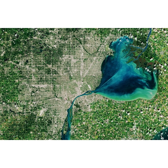 24x36 gallery poster, Detroit Satellite image map 2021hi-resolution