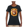 thumbnail image 2 of Lion With Sunglasses Animal Lover Womens Graphic T-Shirt, Black, Small, 2 of 3