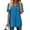 Blue, variant on Plus Size Solid Color V-Neck Short Sleeve Tunic – Loose Fit with Side Crisscross Design & Side Slit Everyday Basic Top Black,S