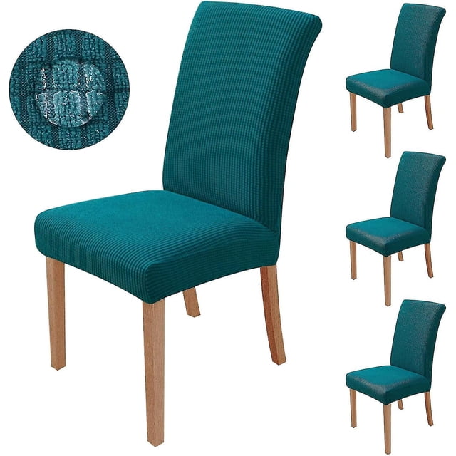 Fundas para sillas 4 Piezas, Funda elástica para Silla de Comedor Protector de Silla Moderno Lavable para decoración Fiesta Banquetes Oficina Hotel(Azul Pavo Real)