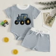 thumbnail image 2 of Xudanell Baby Boy Outfits Knitted Top Shorts Everyday 2 Piece Sets Infant Boys Comfortable and Breathable Set Sky Blue 0-3 Months, 2 of 7