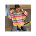 thumbnail image 2 of Dragonus Womens Rainbow Striped Pullover Loose Sweater Ladies Long Sleeve Jumper Sweatshirt Top, 2 of 5