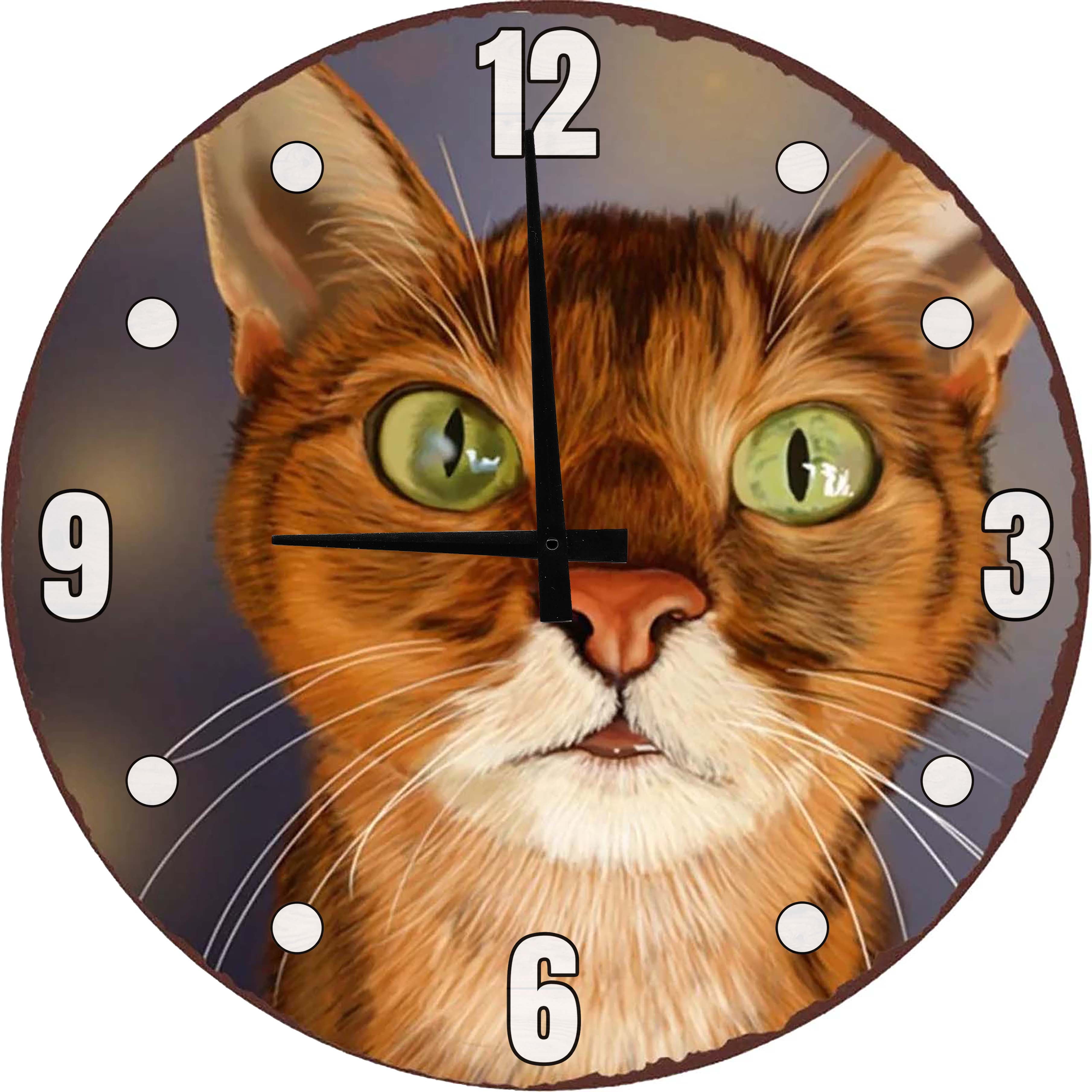 Wood Wall Clock Siamese Cat Large Wall Clock 18 Inch Round