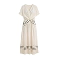 thumbnail image 4 of SONXAHE Twist Waist Midi Dress for Women Short Sleeve Daily Long Dress, 4 of 4