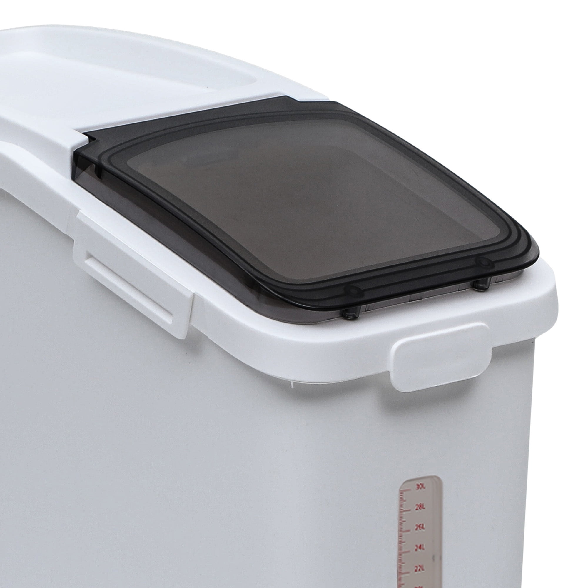 Uforic Ingredient Storage Bin with Measuring Cup & Scoop, Rice Storage Container Set of 2, 11.4 & 5.8 Gal Organizer Storage Bin, Large Flour Storage Container with Wheels, for Kitchen, White & Black