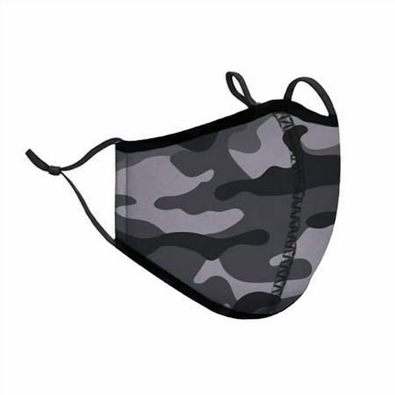 Top Trenz Neoprene, Reusable & Washable Black and White Camo Face Mask (Adult Men)
