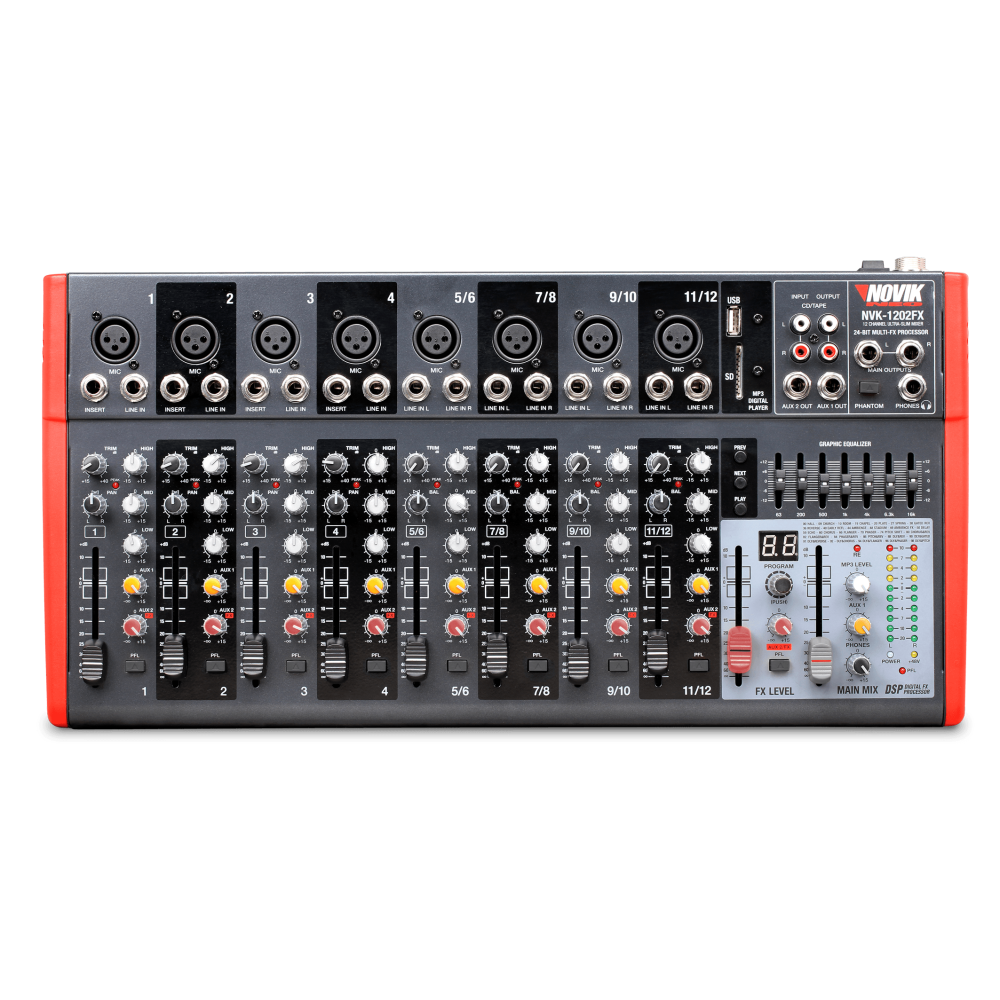 NOVIK NEO MIXER NVK 1202FX 12 Channel UltraSlim 8 channels with preamplifiers of Mic and
