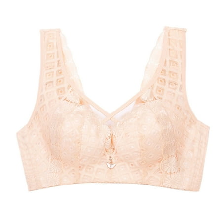 

Homeex Ladies No Steel Ring Lace Underwear Women Gather Bra Fleshcolored 42to95C