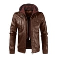 thumbnail image 4 of Leather Jacket Men, Vintage Motorcycle Zip up Faux Leather Jacket, Waterproof Biker PU Coat Winter, 4 of 4