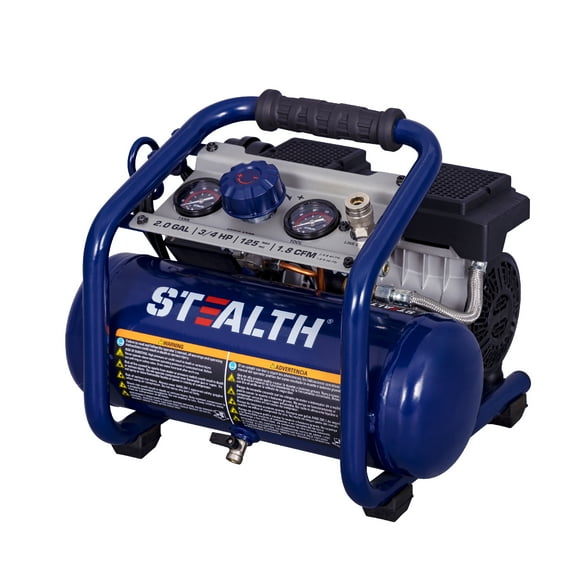 Stealth Ultra Quiet 2 Gallon 125 PSI Portable Electric Oil-Free Air Compressor, Professional Series