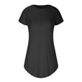 thumbnail image 7 of ZZwxWA 2025 Women's Summer T Shirt Dress Casual Round Neck Roll Up Short Sleeve Dresses Soft Comfy A Line Beach Sundress, 7 of 7