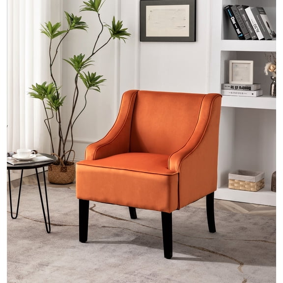 Cterwk Upholstered Accent Chair with Wood Frame, Modern Club Chair for Bedroom, Living Room, Dining Room, Orange