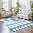 thumbnail image 3 of Area Rugs 3'x5', Blue Teal Striped Carpet Runner Indoor Outdoor Rugs Home Decor Aesthetic, Farmhouse Stripes Modern Art Non Slip Mats Washable Accent Rug for Living Room Bedroom, 3 of 8