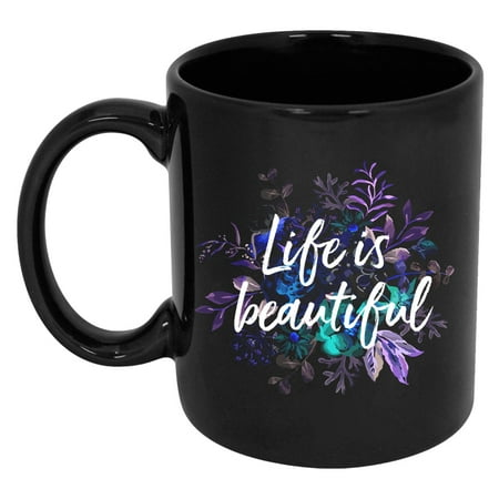 

RADANYA Life is beautiful Ceramic Mugs Coffee Mugs 11oz Beautiful Mugs Gift For Birthday Gift For Boyfriend Girlfriend Valentine s Day Friendship Day Gift For Best Friend Color : Black