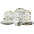 thumbnail image 2 of Fine China Artisan Marbled 16pc Dinner Set, Green with Gold, 2 of 7