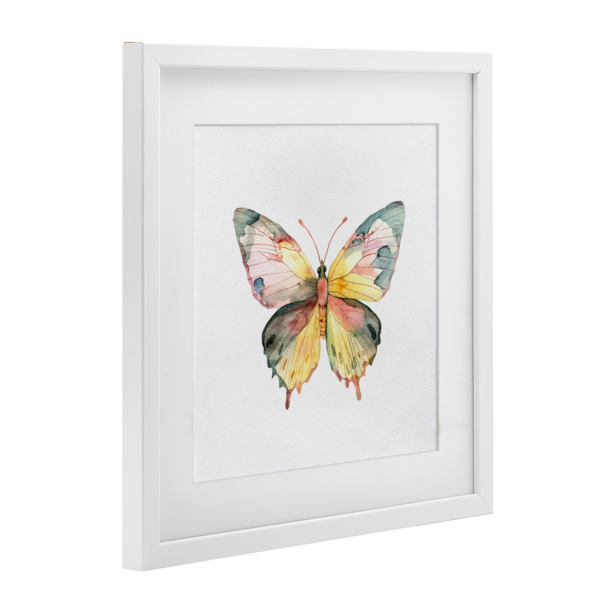 Stupell Industries Watercolor Butterfly Subtlety White Framed Print Under Glass, design by Kim Allen