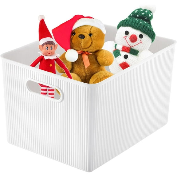 Superior 22 L Ribbed Storage Bin White