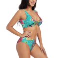 thumbnail image 2 of Kdxio Cartoon Map Of Europe Print Women's 2 Piece High Waisted Wrap Spaghetti Strap Summer Swimsuit Bikini Set-Medium, 2 of 7