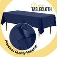 thumbnail image 2 of Exquisite 12 Pack Premium Rectangular Plastic Tablecloth Cover 54" x 108" - Navy Blue, 2 of 7