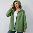 thumbnail image 5 of Rain Jacket Women Striped Lined Hooded Lightweight Raincoat Outdoor Waterproof Windbreaker, 5 of 6