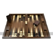 Dal Negro Detroit Walnut 19-inch Backgammon Set with Inlaid Playing Surface, Accessories Included