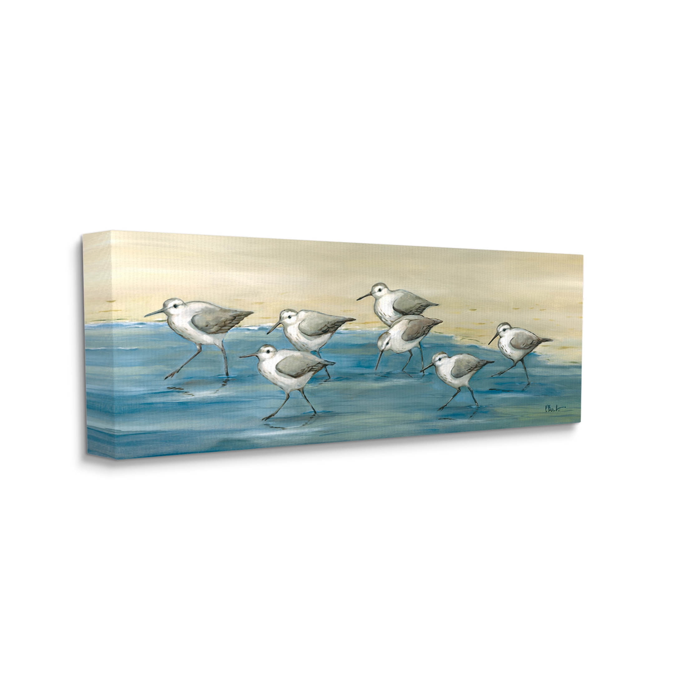 Stupell Industries Sandpiper Bird Flock Beach Shoreline Painting Gallery Wrapped Canvas Print Wall Art, Design by Paul Brent