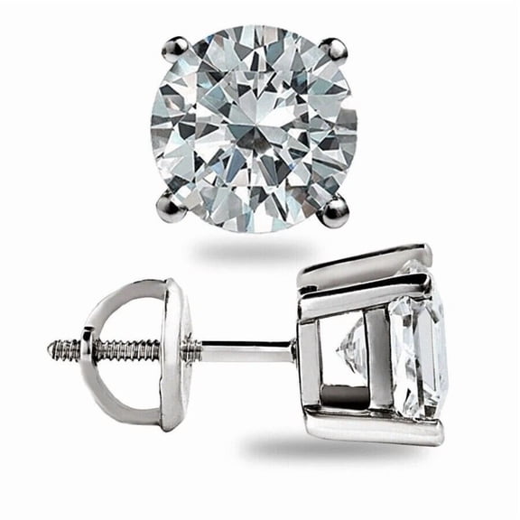 2Ct Round Cut Lab Created Diamond Stud Earrings 14K White Gold Plated