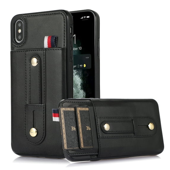 for iPhone XS Max Case, Lightweight Premium PU Leather iPhone XS Max Wallet Case with Card Holders Protective Case for iPhone XS Max Adjustable Stand,Black