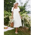 thumbnail image 5 of Ekouaer Cotton Long Nightgowns for Women Short Sleeve Night Gown Button House Dress Lace Trim Sleep Shirt Soft Nightshirt, 5 of 6
