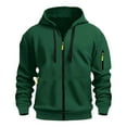 thumbnail image 5 of Cotton Zip Up Hoodies for Men with Zipper Pockets Long Sleeve Drawstring Hooded Sweatshirt Jacket Sports Coat (S, Green), 5 of 7