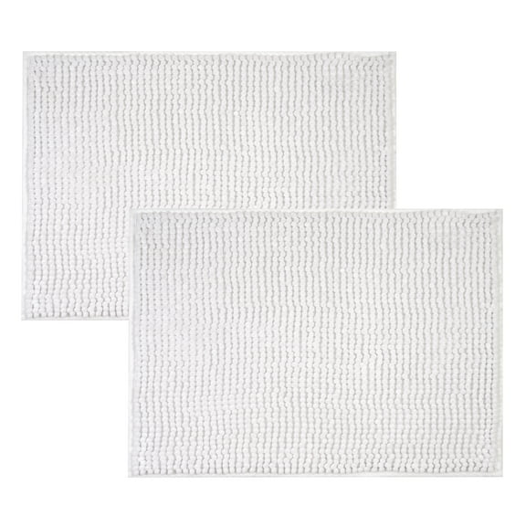 Mainstays White 2-Piece Chenille Noodle 17"x 24" Bath Rug Set