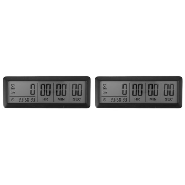 2X Reloj con Temporizador de Cuenta Regresiva Digital Grande - Temporizador de Reloj de Cuenta Regresiva de 999 Días para Cocina de Laboratorio de Graduación (Negro)