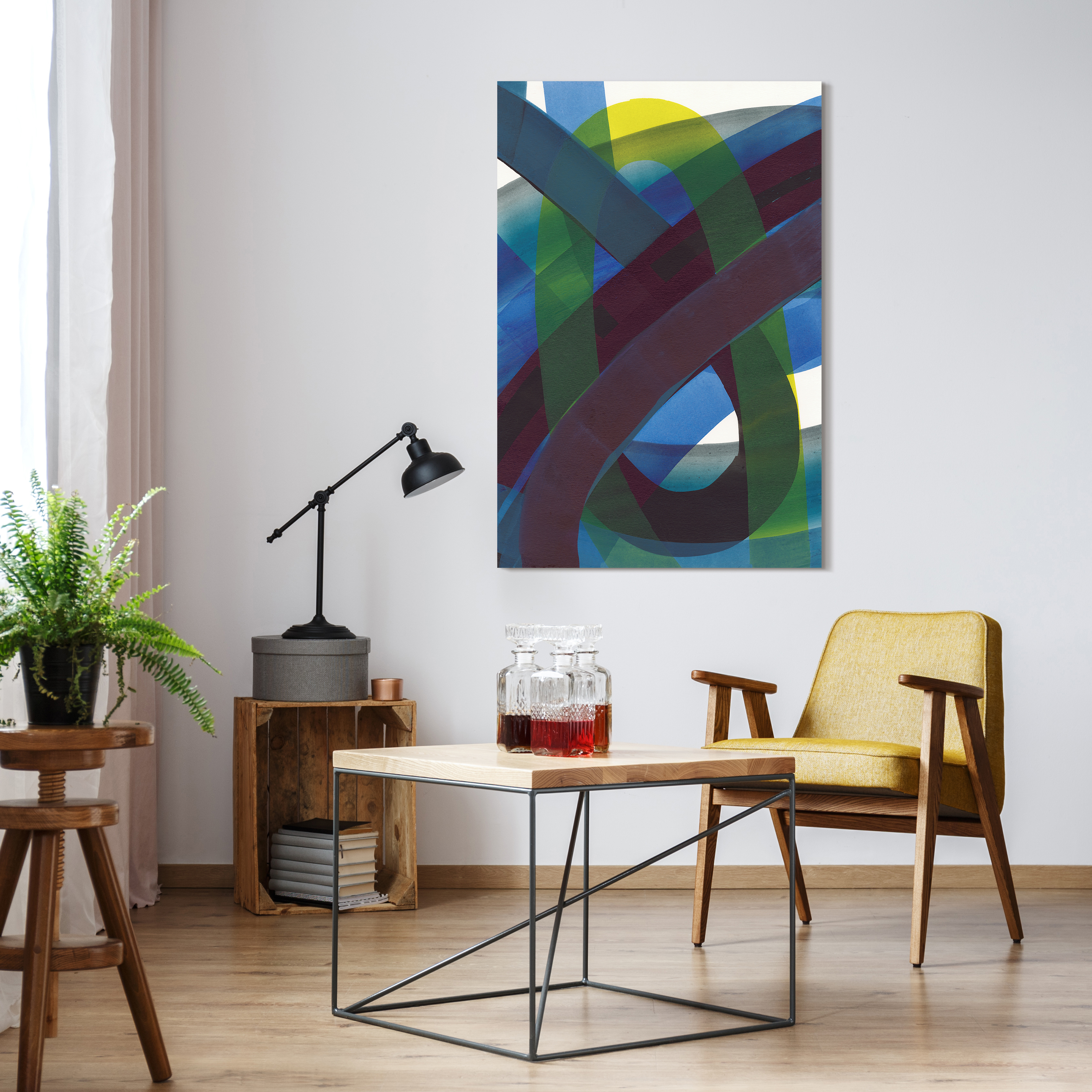 Pigment Play Frameless Free Floating Tempered Glass Panel Graphic Wall Art , 48" x 32" each