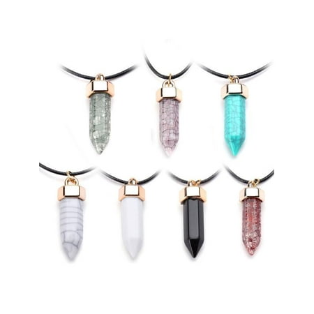 Green Rutilated Quartz Necklace - New Natural Quartz Crystal Chakra Healing Point Stone Gemstone Pendant Necklace