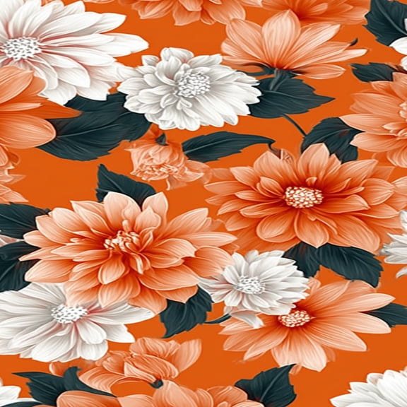 Peel and Stick Wallpaper Orange White Dahlia Flower Dark Green Leaves Spring Decor Wall Mural 23.6in x 9.8ft Self Adhesive Removable Wall Paper Renter Friendly Wallpaper for Nursery Bedroom Cabinets