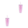 thumbnail image 2 of Naiovety Taza de café de doble pared, taza de paja, vaso para beber, vaso de viaje aislado al vacío, reutilizable, 750ml, fiesta nupcial, Rosa claro 750ml 2piezas, 2 of 6