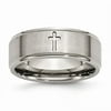 Titanium Ridged Edge Cross 8mm Brushed and Polished Band Size: 14; for Adults and Teens; for Women and Men