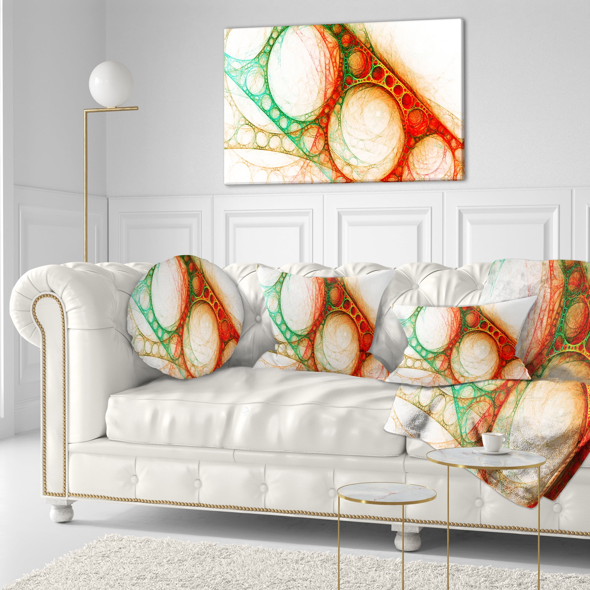 Designart Red Green Metal Constructions - Abstract Throw Pillow - 12x20