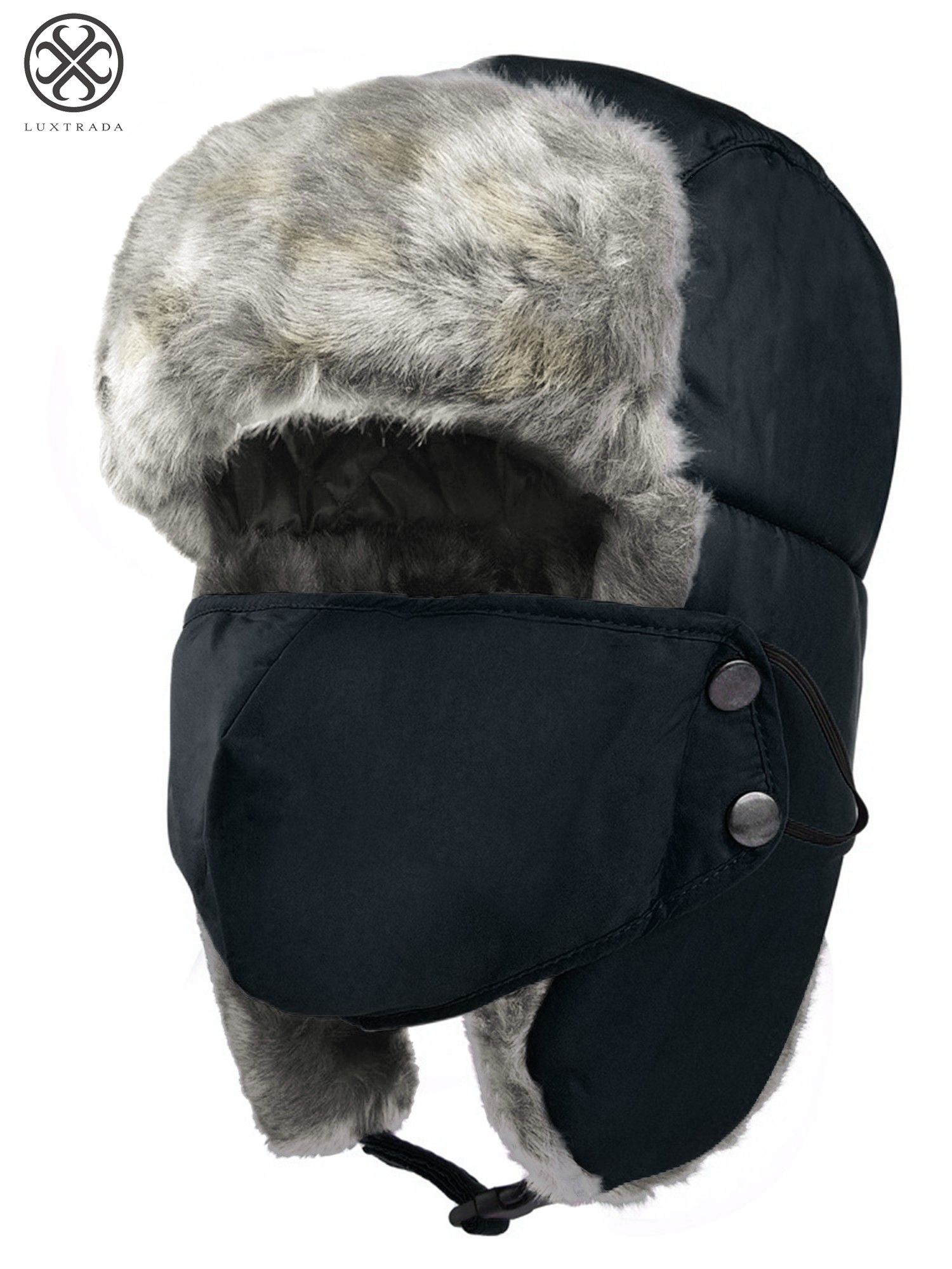 Luxtrada Winter Hats for Men and Women Trooper Hunting Hat Ushanka Hat Ski Hat with Ear Flaps Windproof Waterproof Warm Hat (Black) - image 2 of 10