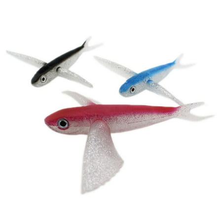 1Pcs Artificial Flying Fish Bait Soft Fishing Lure for Tuna Mackerel Seawater Fishing Boat Trolling (Best Bait To Catch Spanish Mackerel)