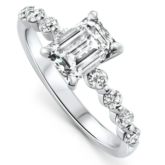 Pompeii Certified 2 1/3Ct Emerald Cut Diamond Engagement Ring 14k Gold Lab Grown