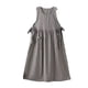 thumbnail image 1 of Vestido tipo delantal de algodón a cuadros de estilo coreano para mujer, 1 of 2