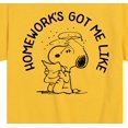 thumbnail image 3 of Peanuts - Snoopy Homeworks Got Me Like - Toddler And Youth Short Sleeve T-Shirt, 3 of 6