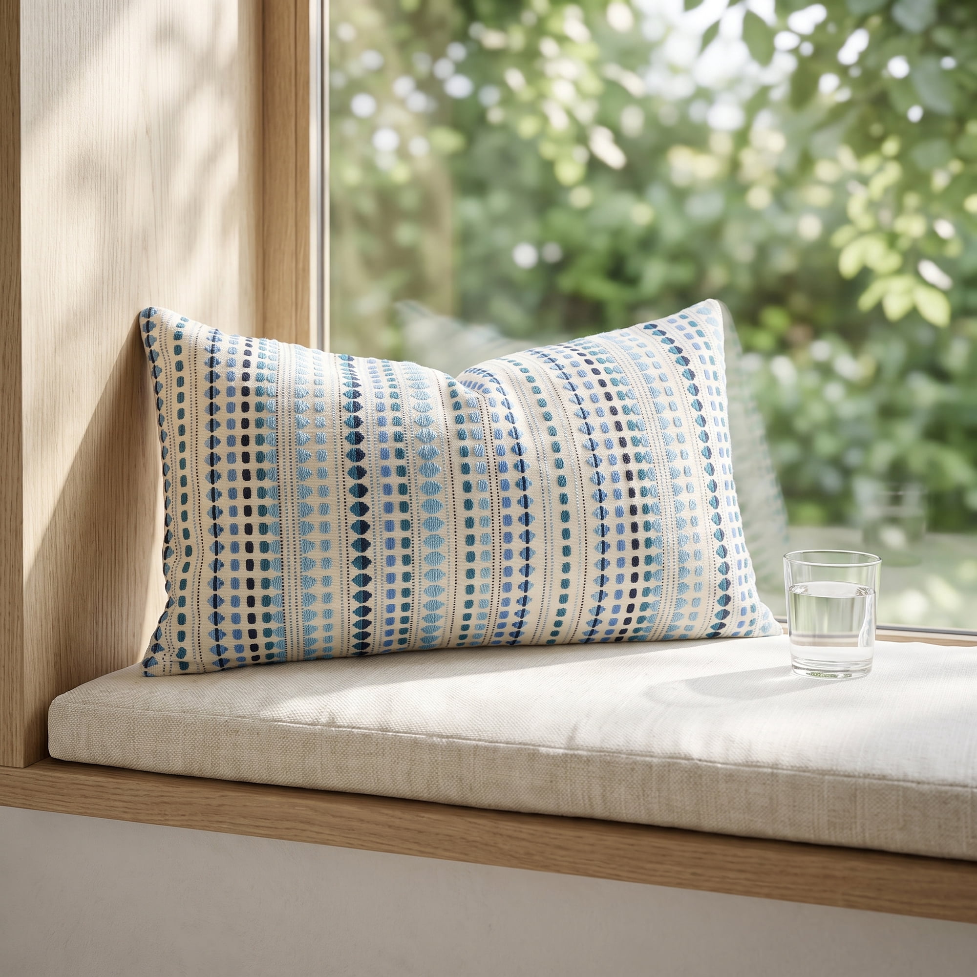 Unique Bargains Chenille Geometric Throw Pillow Covers 2 Pc Striped Cases Blue 20"x12"