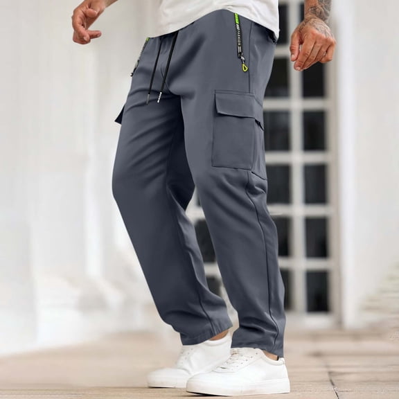 Yaoyar Men's Baggy Cargo Pants Relaxed Fit Hiking Parachute Pant Lightweight Tactical Multi-Pockets Work Trousers