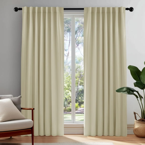 ZOPZO Beige Blackout Curtains, Thermal Insulated Drapes, 52W x 84L Inch, 2 Panels for Bedroom & Living Room