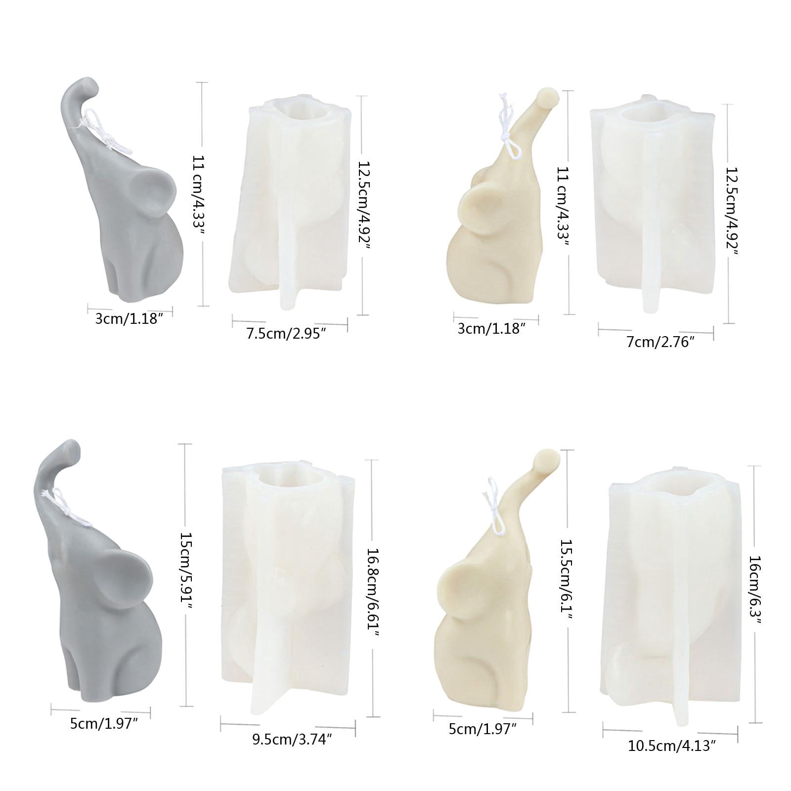 Osdhezcn 2Pcs Elephant Silicone Mold Gypsum Epoxy Resin Aroma Candle Mould for Home Decor