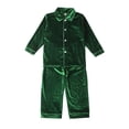 thumbnail image 1 of Pijamas navideños para niños y niñas, ropa de dormir de algodón suave con volantes rojos, traje de dormir con botones y volantes de manga larga, 1 of 4